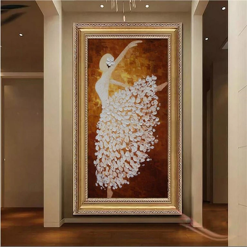 

wellyu Custom photo wallpapers 3d large murals pure hand painted knife ballet dancer art entrance 3d wallpaper papel de parede