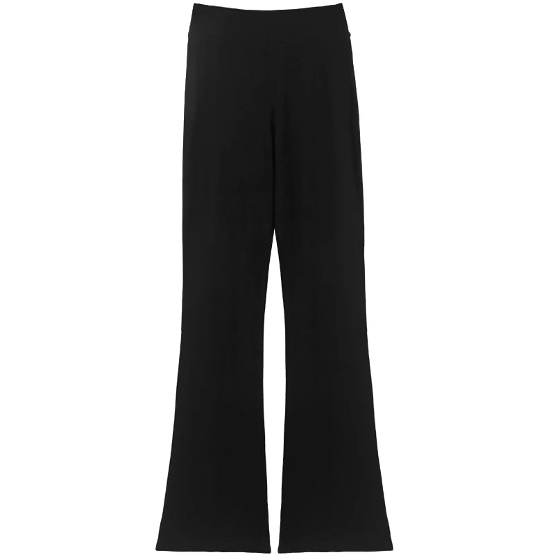 Pantalones negros informales para niñas, pantalón acampanado de algodón para gimnasia, Fitness, Ballet, baile