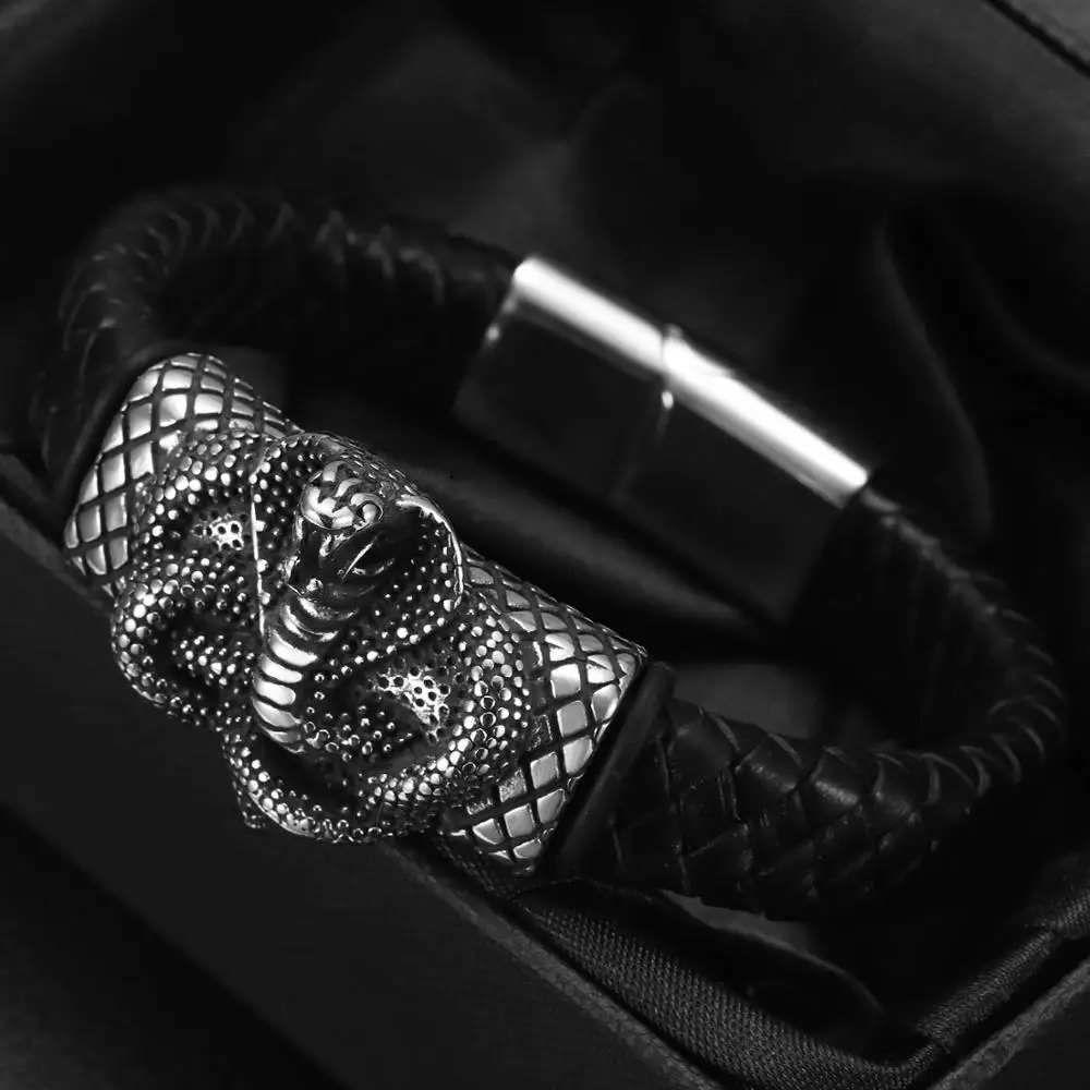Stainless Steel Punk Slider Beads Skull Animal Slide Charms Fit 12*6mm Flat Leather DIY Men\'s Bracelet Jewelry Making