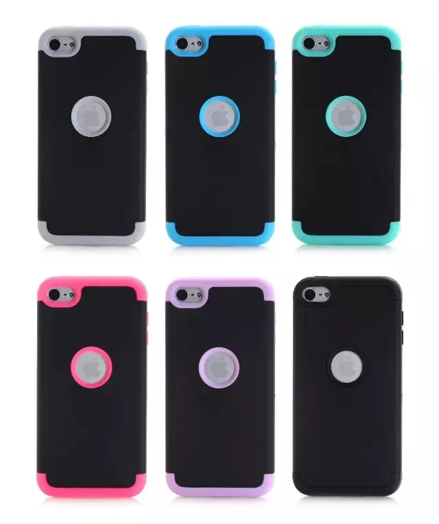 black shockproof anti-shock hybrid hard cover case for ipod touch 6/touch 5/touch 7