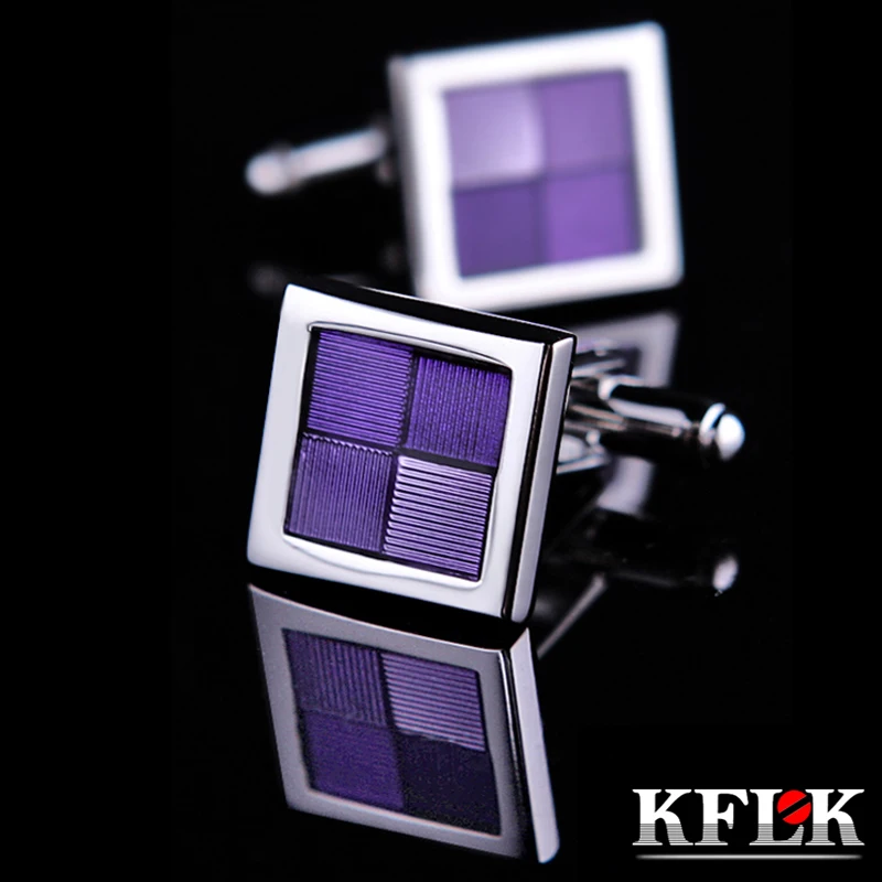 

KFLK Jewelry shirt cufflinks married for mens Brand cuff buttons Purple cuff link High Quality gemelos abotoaduras guests