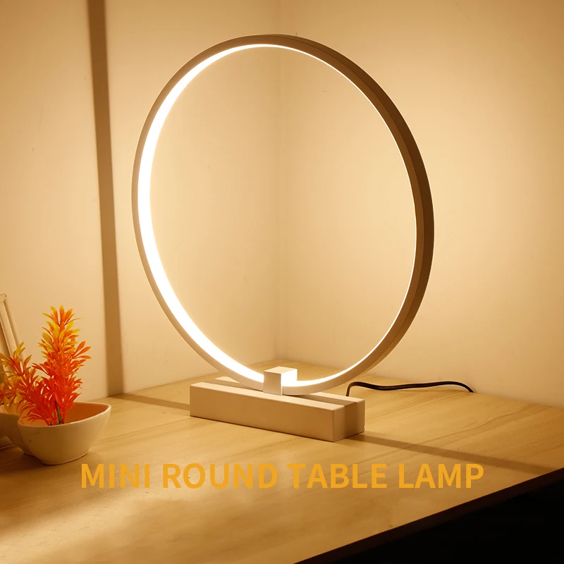 

Free shipping Romantic desk lamp Creative bedside acrylic ring lamps Aluminium top PMMA LED light Fashion living room table lamp