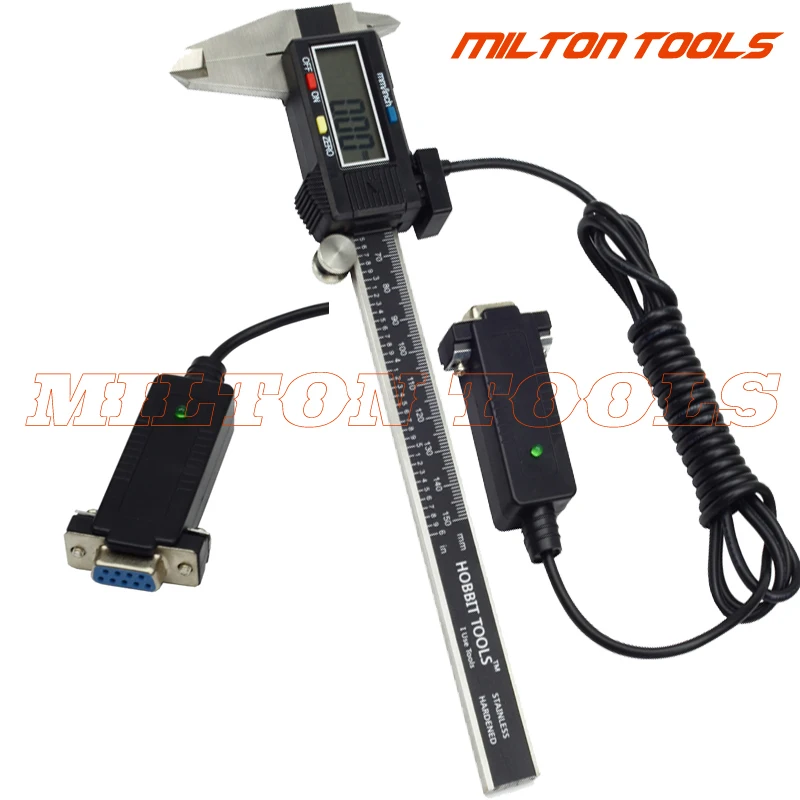 0-150mm digital vernier caliper with RS232 (9holes) output datalink +software+ USB adapter can connect to computer