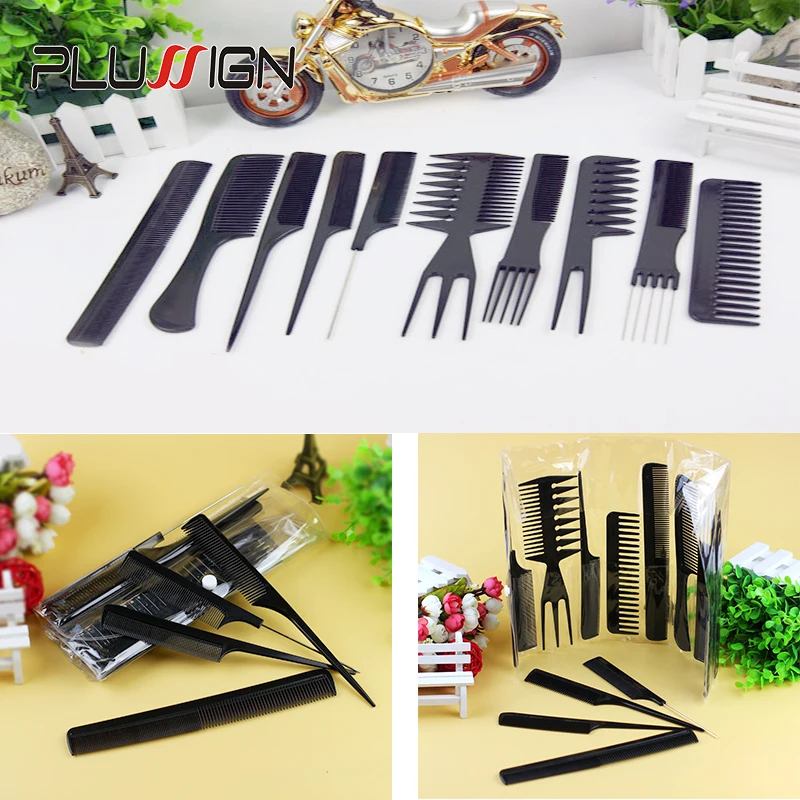 Peigne à cheveux en plastique noir, 10 pièces, brosse pour coiffeur, Mini Protalbe pour Salon de coiffure, outils de coiffure