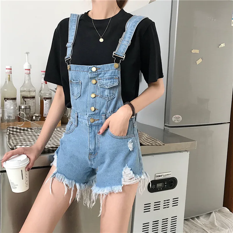 Women\'s Denim Overalls, Female Jumpsuit, Denim Rompers, Playsuit, Straps, Shorts, Fashion