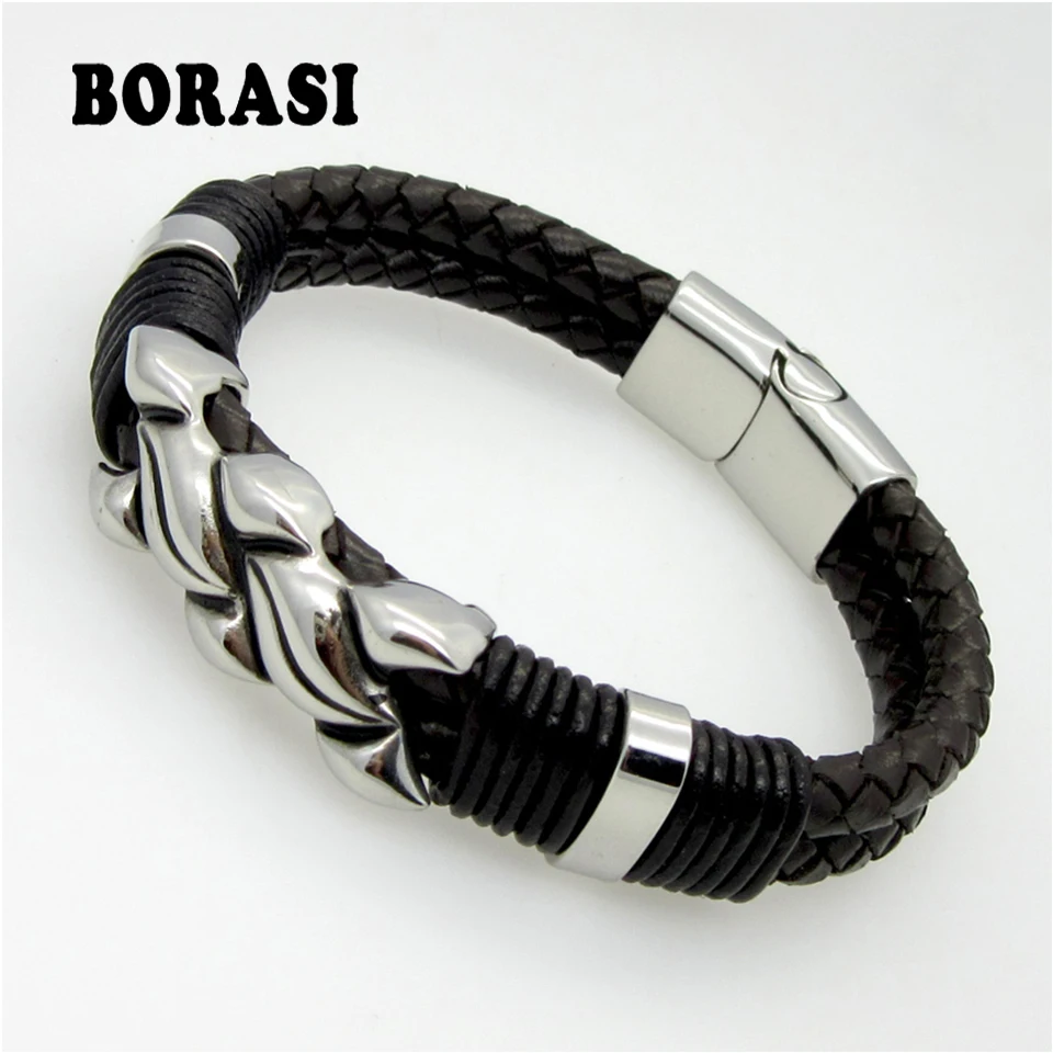 Heißer Verkauf Handarbeit Aus Echtem Leder Gewebt Doppel Schicht Mann Armbänder Casual/Sportlich Fahrrad Motorrad Zarten Kühlen Männer Schmuck