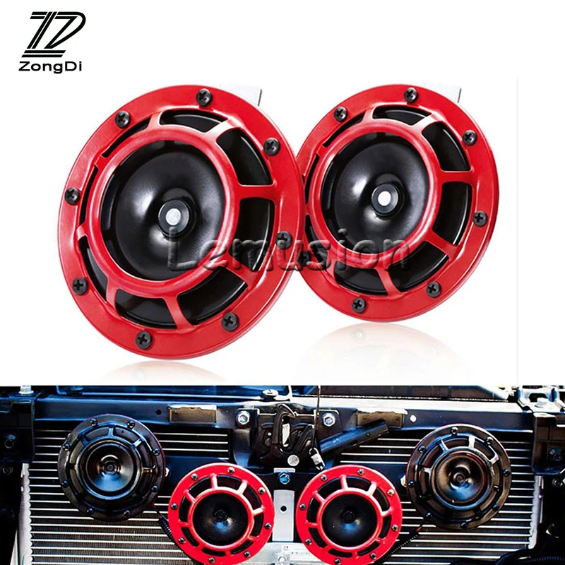 1Pair Car Horn Red Electric Blast Tone Horn Kit for Seat Leon Ibiza Renault Duster Megane 2 Logan Captur Clio Mazda 3 6 CX-5 CX5