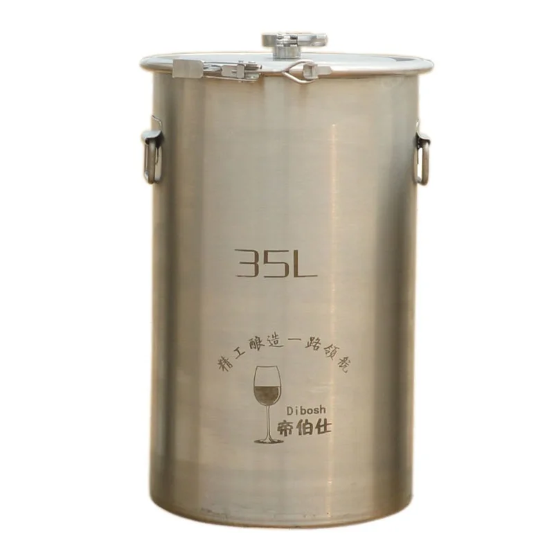 35L 304 Stainless Steel Bucket Home Brewing Fermentation Barrel Wine Fermentor Side Fitting Barrel Top Open Container