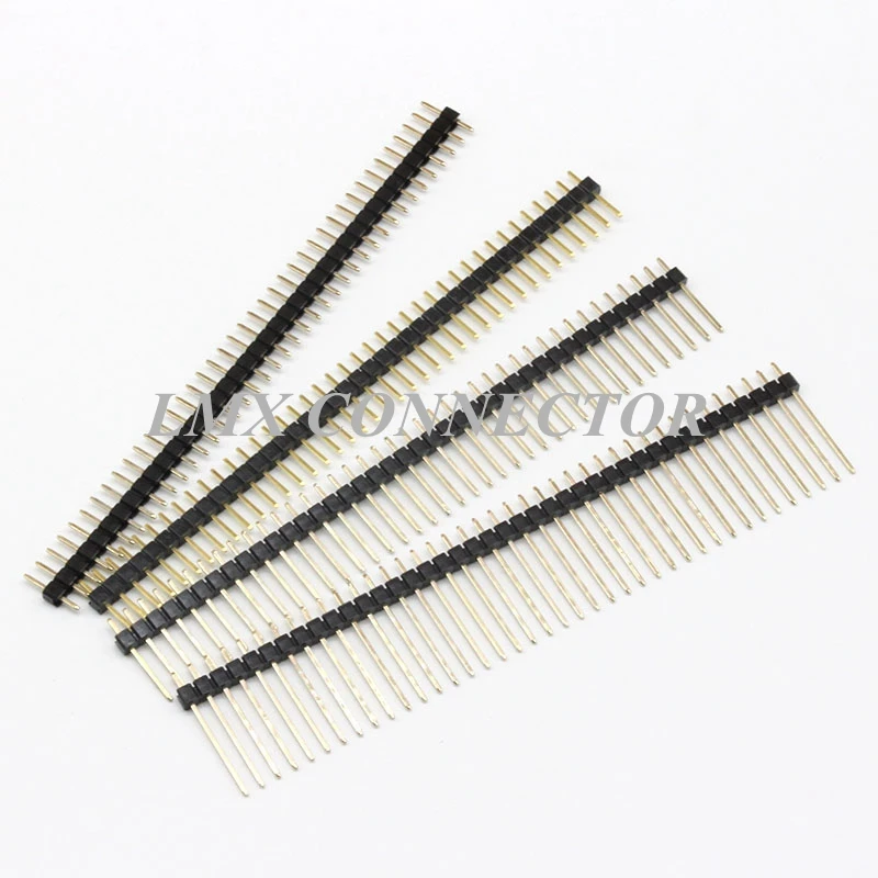 20pcs 2.0mm Male Pin Header Connector 1x40P Single  Row Straight Needle L8.7mm/12mm/15mm/17mm/18mm/20mm Copper Gold Plated