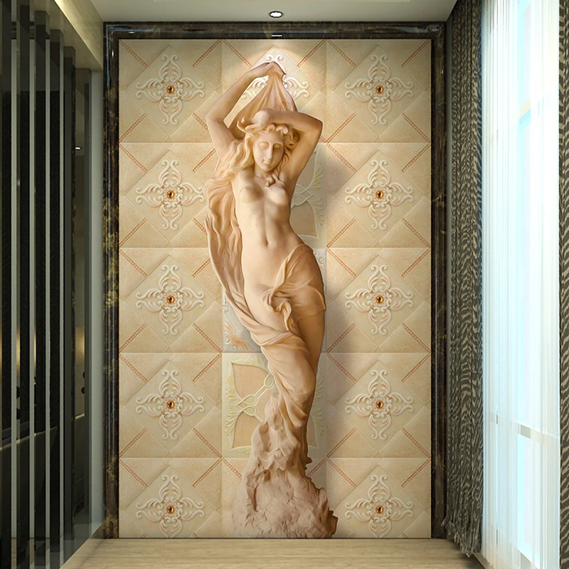 

European Style Human Statue Art Wall Mural Customized Wallpaper Scenery For Walls Living Room Entrance Wall Decor Wall Papers