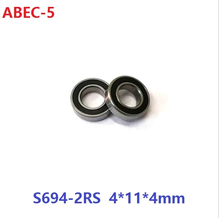 

50pcs ABEC-5 S694RS S694-2RS Stainless Steel Bearing 4*11*4mm rubber sealed deep groove ball bearings 4x11x4 694 694RS 694-2RS