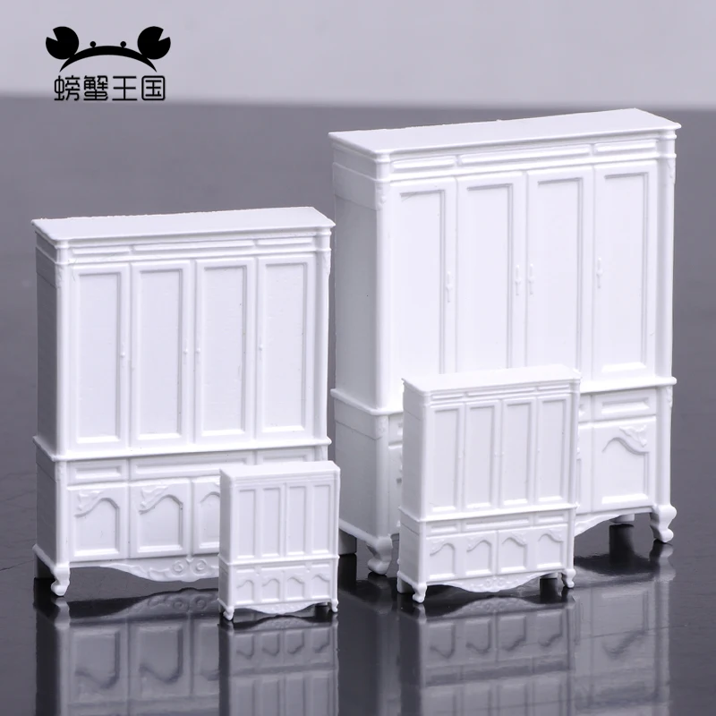 

3pcs 1:25 1:30 1:50 1:75 Miniature Furniture Bedroom Cabinet Wardrobe Closet Cupboard Dollhouse Accessories Model Building kits