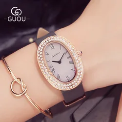 Fashion Guou Brand fashion Casual leisure ladies watch dial oval Rhinestone Belt quartz Bond girl wristwatches