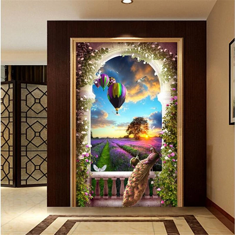 wellyu Custom wallpaper 3d photo murals European Roman column lavender mystery fresco wallpaper for walls 3 d papel de parede