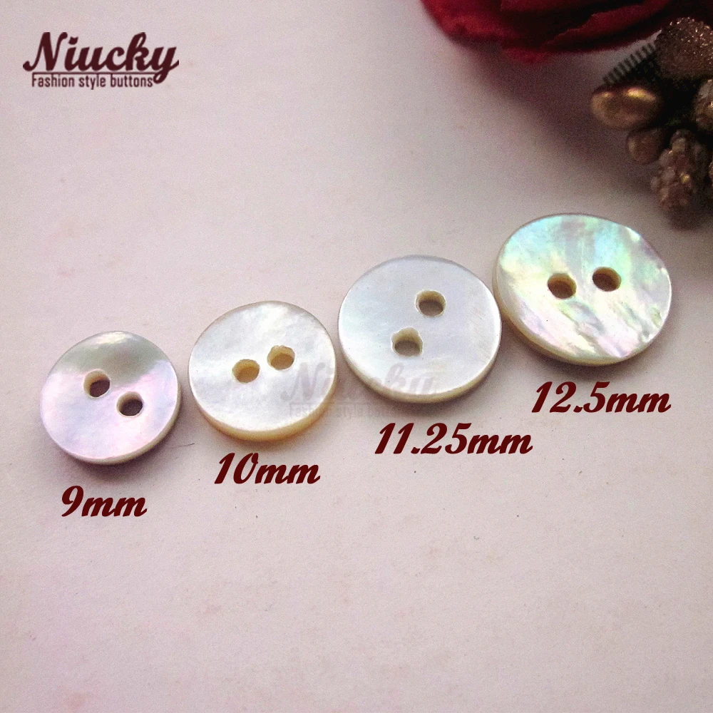 Niucky 9mm-12mm 2 holes High Quality Natural Akoya Pearl Shell Buttons T2 class Natural Shell Sewing Buttons S0101-051