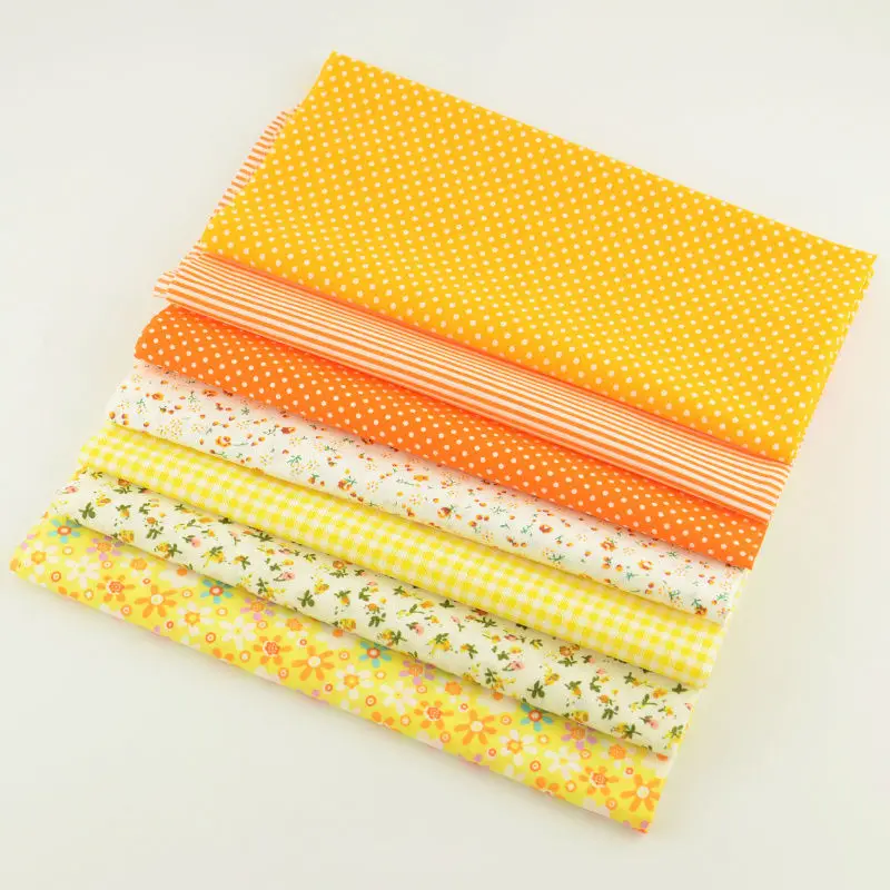 Booksew 7 Piece Yellow And Orange 100% Cotton Fabric Bundle Various Kinds Patchwork Plain Tecido Other Crafts Home Textile