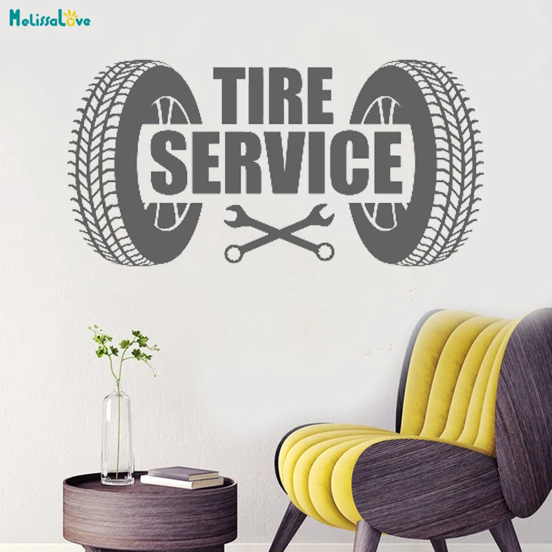 New Design Tire Service Wall Sticker Decals Car Repair Shop Tire Fitting Garage Decoration Removable Art Vinyl Murals YT1417