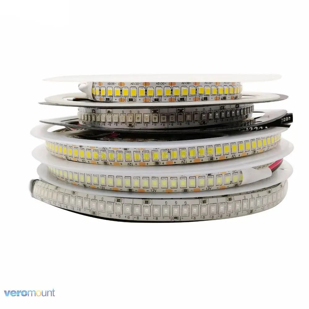 Tira de luces LED de 5m, 1200 SMD 2835, 12V, 24V CC, cinta Flexible de 240 LED/m, blanco cálido, 4000K, rojo, azul, verde