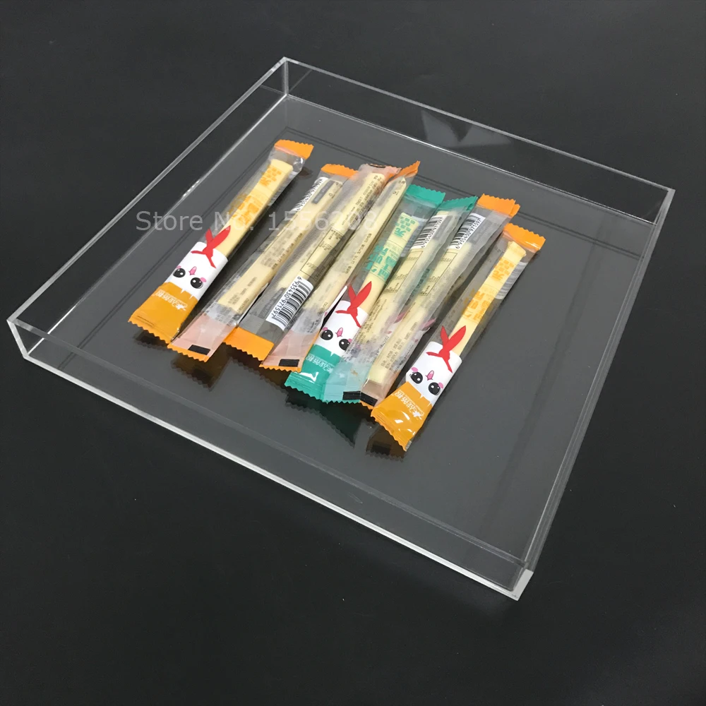 Accept Customized Size Square Hotel Catering Serving Tray Acrylic Candy Storage Tray