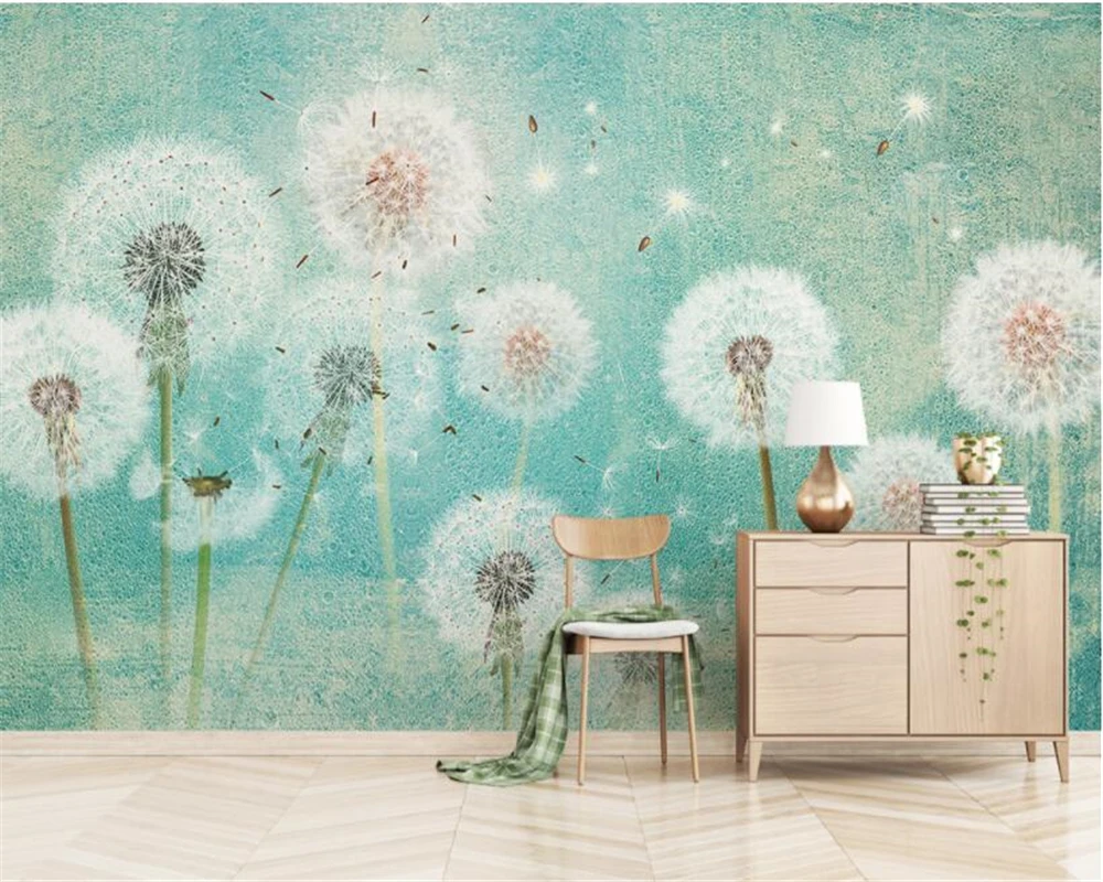 

beibehang Custom high-quality wallpaper Nordic minimalist fantasy dandelion background wall decorative painting 3d wallpaper