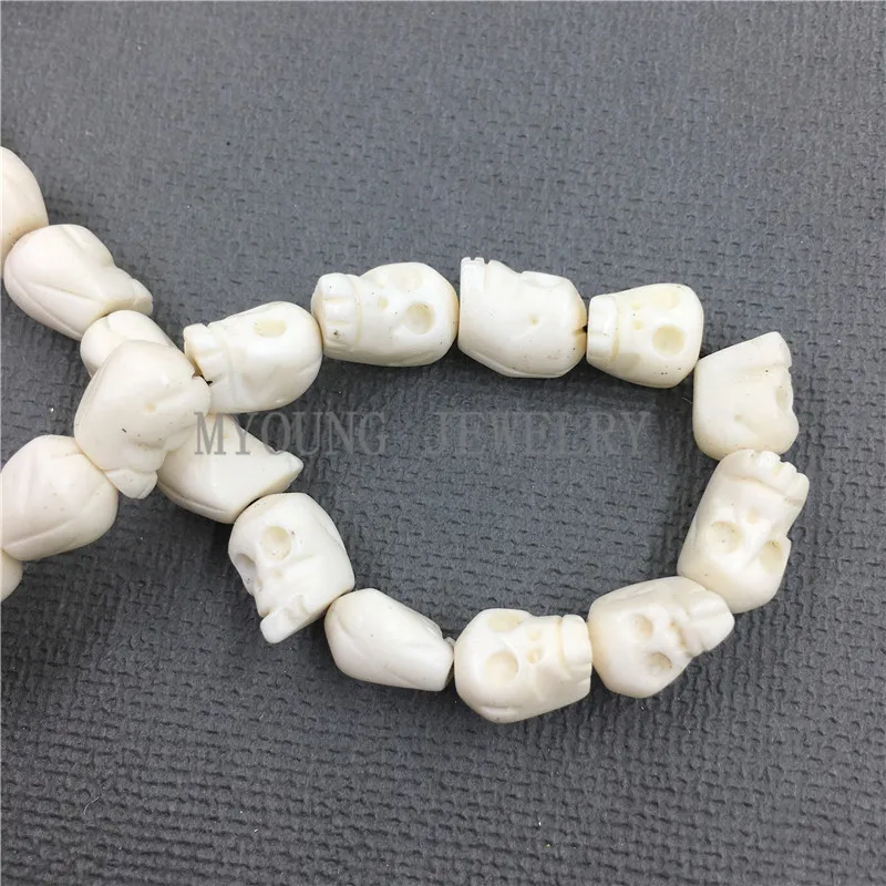 10x9mm Multi Color Skull Carved Bone Beads,Skull Head Shape Drilled Beads,OX Bone Beads 15\