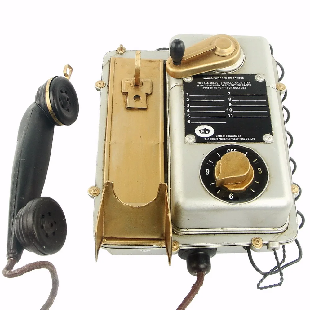 Antique classical telephone model retro vintage metal crafts decoration wall hanging handicrafts Handmade