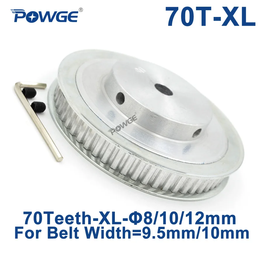 

POWGE Trapezoid 70 Teeth XL Synchronous pulley Bore 8/10/12mm for width 9.5mm Timing Belt 70-XL-037 BF 70teeth 70T