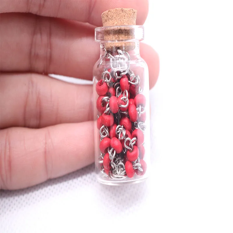 4mm Wishing Rosary Bottle Scented Wood Bead Necklace with Mini Jesus Cross Charm for Religious Catholic Jewelry Gifts