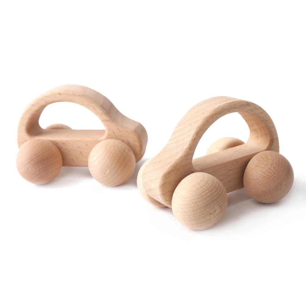 1pc Organic Wooden Car Shape For Babies BPA Free Wood Teether Kids Brain Game Toys Handmade Crafts Gift Custom Logo Nurse Gifts