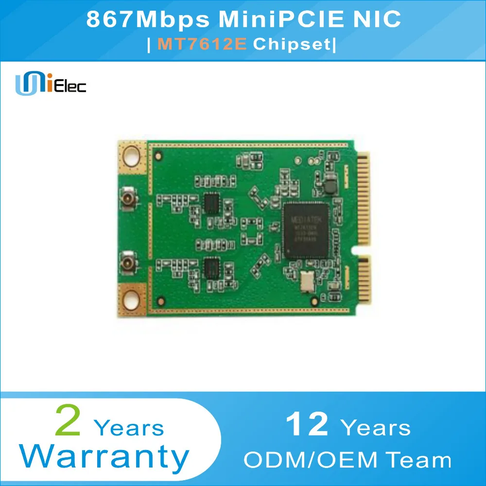 MTK MT7612 2x2 21dbm 5GHz 802.11ac/n/a 867Mbps MT7612E MiniPCIE Support omnipeek NIC PCBA ODM OEM WiFi Custom Board