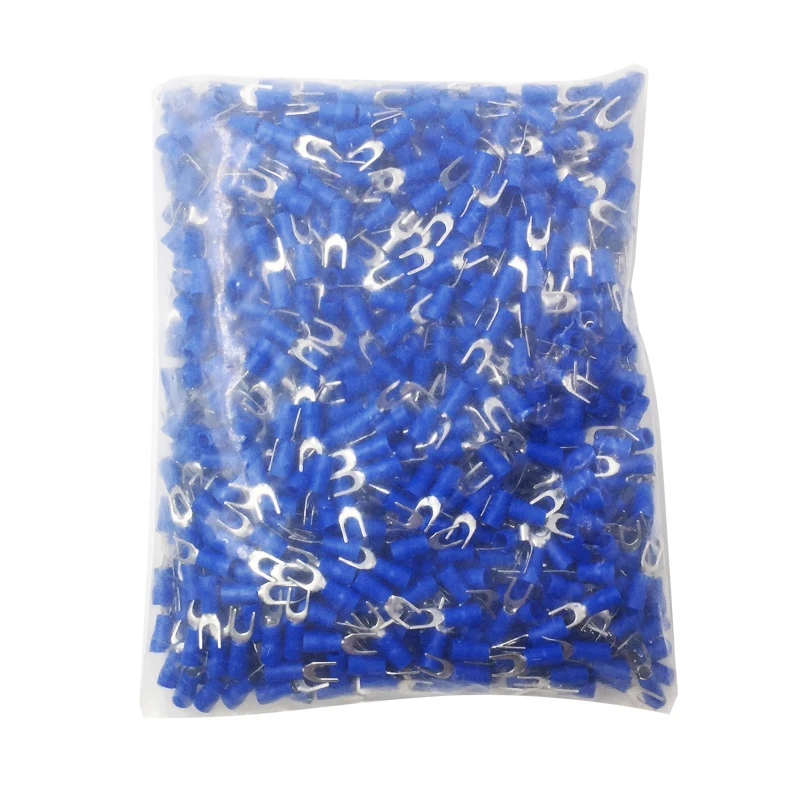 1000PCS terminal block fork type / U type insulated crimp terminal line nose electrical connector for cable pre-lnsulating joint