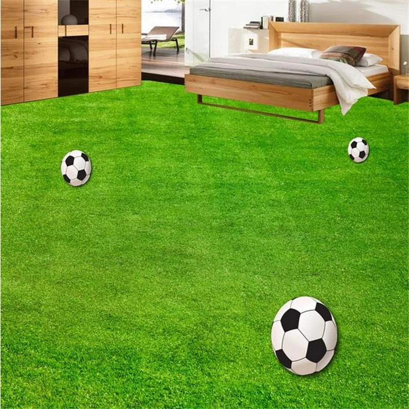 beibehang Self-adhesive Green Football pvc 3d floor wall paper wallpaper bedroom 3d flooring waterproof wall papers home decor