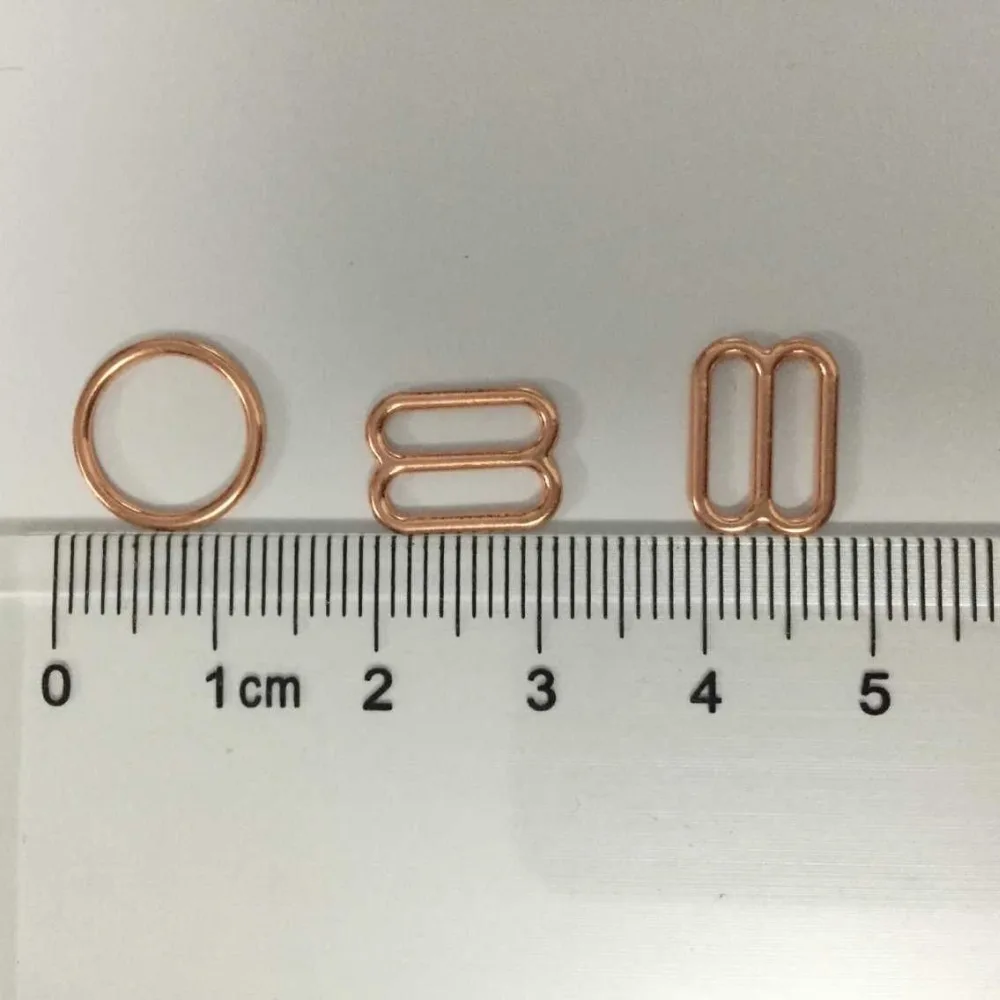 1000 pcs / lot Zinc alloy bra rings and sliders rose gold plated 6mm/8mm/10mm/12mm/15mm nickel free