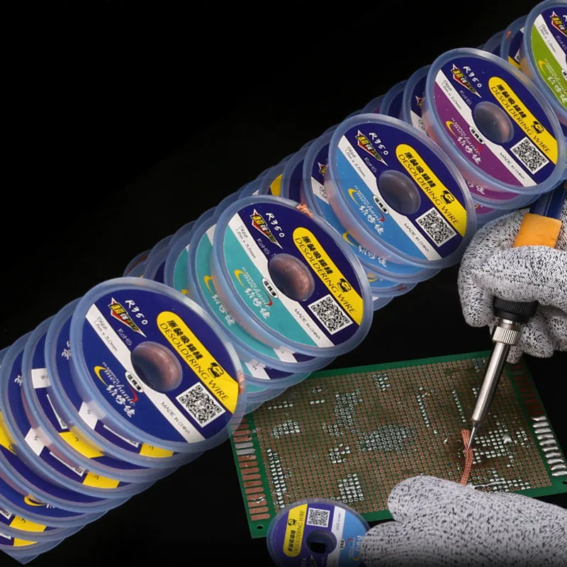 Mechanic solder wick desoldering braid 1.5 2.0 2.5 3.0 3.5mm pcb bga 솔더링 수리 도구 1.5 m 용 구리 와이어 제거