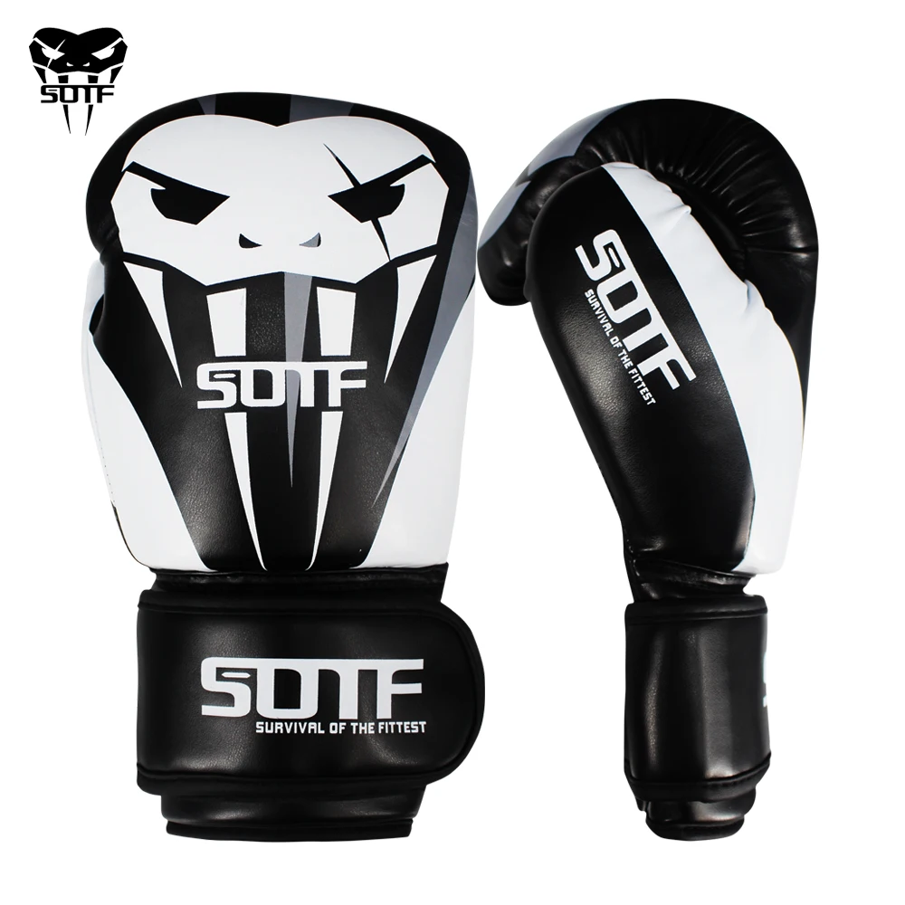 SOTF Men Women Venomous snake MMA black Boxing gloves muay thai kickboxing fierce fighting gloves Sanda pads box gloves boxe mma