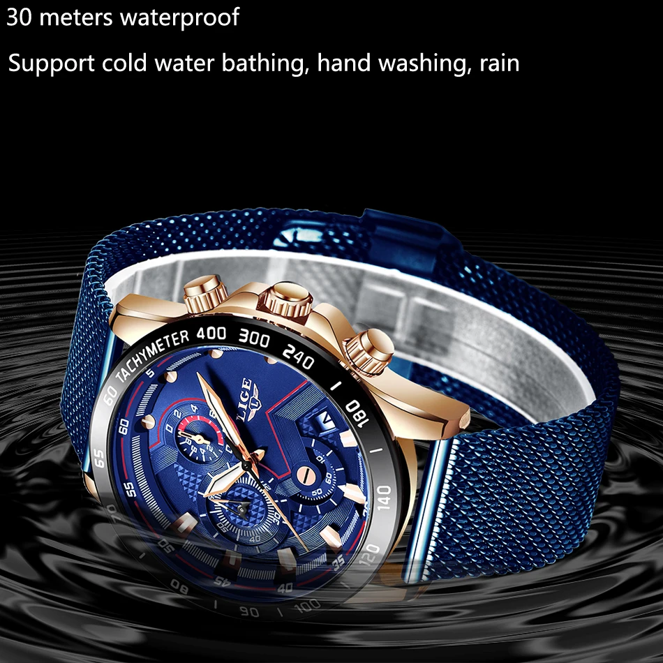 LIGE Quartz Men Watch Top Brand Luxury Fashion Watch for Men Waterproof Casual Sport Man Wristwatch Chronograph Reloj Hombre+Box