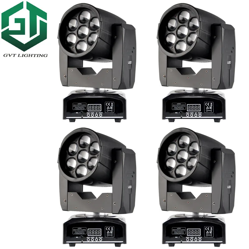 

4pcs/lot LED Moving Head Zoom Light 16 DMX Channel 7*12W RGBW 4 IN1 Color Mixing DMX DJ Lighting Stage Lights