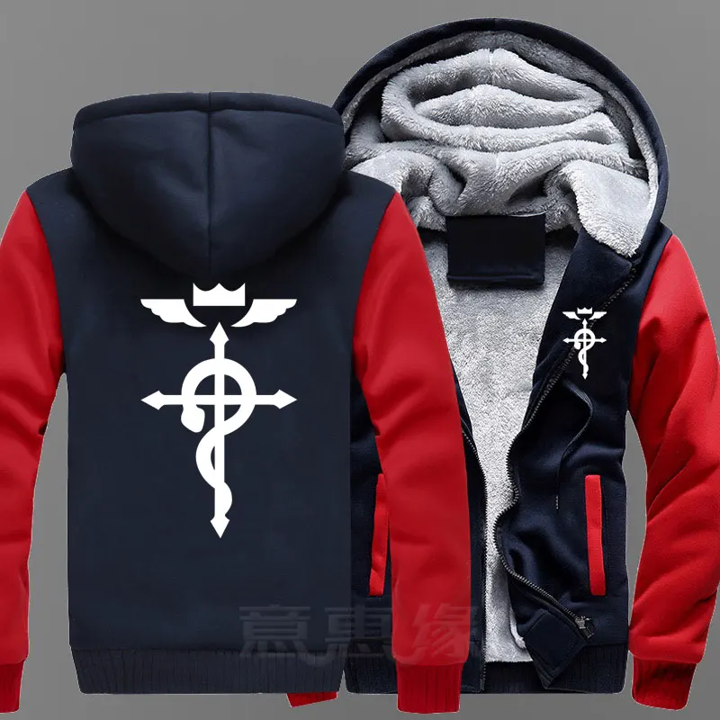 New Anime cos Alchemist  Edward Elric Hoodie Coat Anime Jacket Winter Men Thick Zipper  Sweatshirt