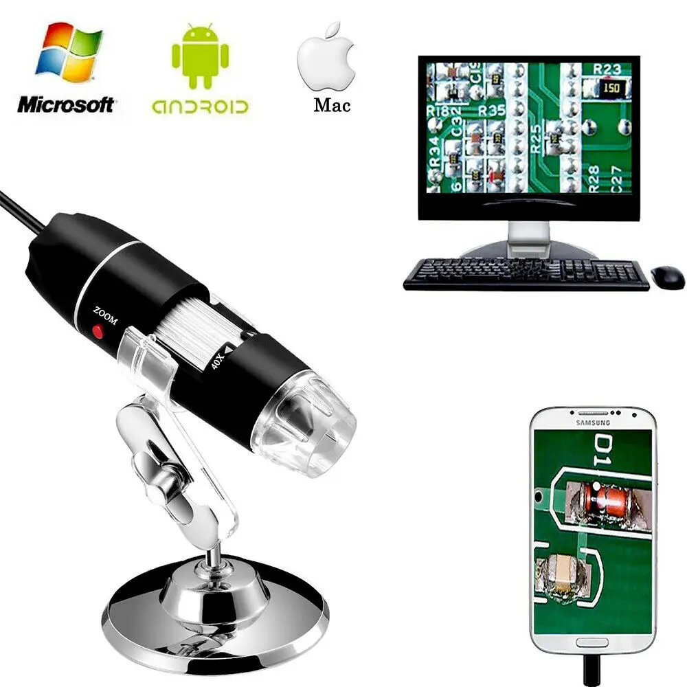 500X 800X 1000X мини камера Mini Microscope Camera 8LED Light Digital USB Portable Electronic Magnifier эндоскоп Micro Cam