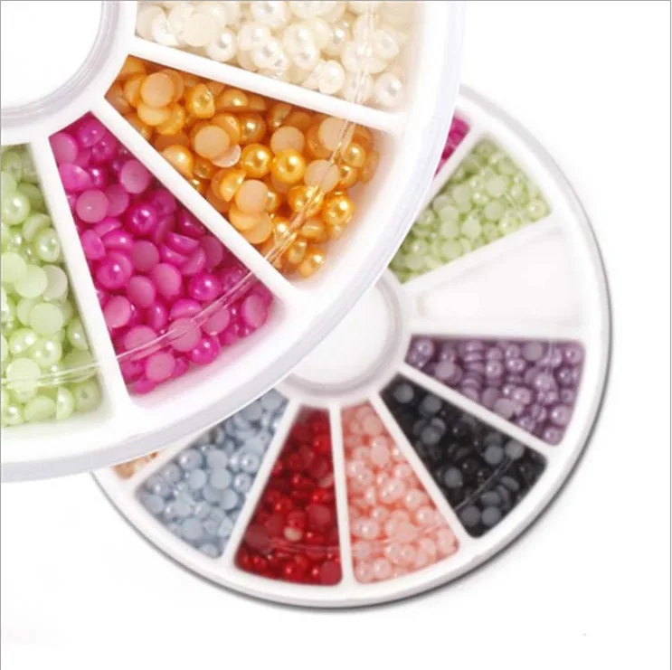 12 Colors of Pearl Nail Decoration Nail Art Tool Mixed Colour Nail Rhinestones