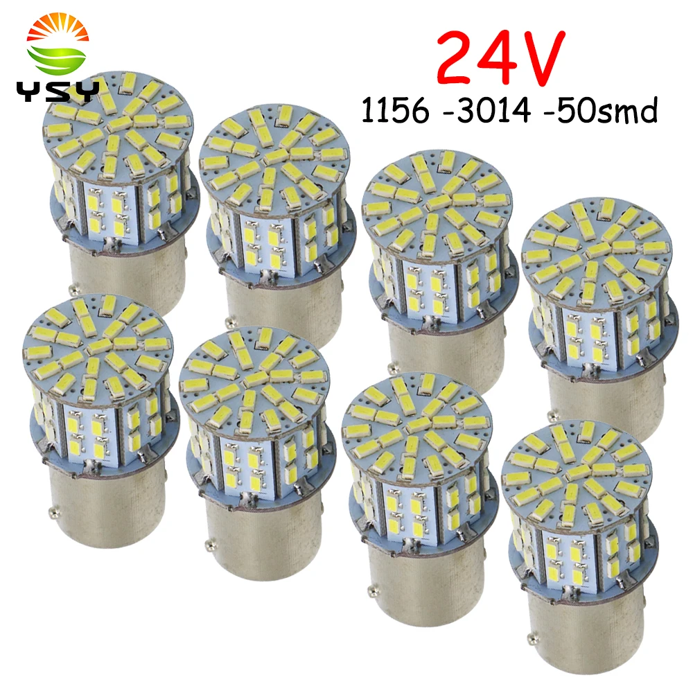 

YSY 20PCS Ultra Bright BA15S 1156 P21W 50SMD 3014 24V 3014 50 Led SMD Car Brake Light Turn Signals Rear Parking Reverse Lamps