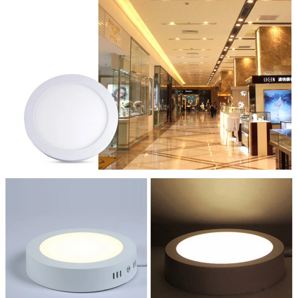 Led Panel Light 6W 12W 18W 24W Round Square Spotlights Lamp Surface Mounted Indoor Lighting Led Ceiling Lamp AC85-265V