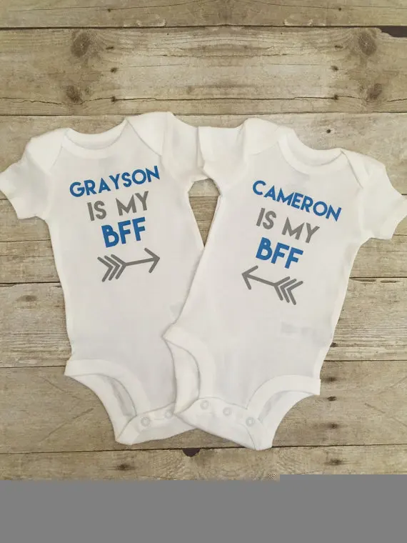 personalized Boys girls best friends newborn infant baby bodysuit onepiece romper Outfit coming Home toddler shirt party favors