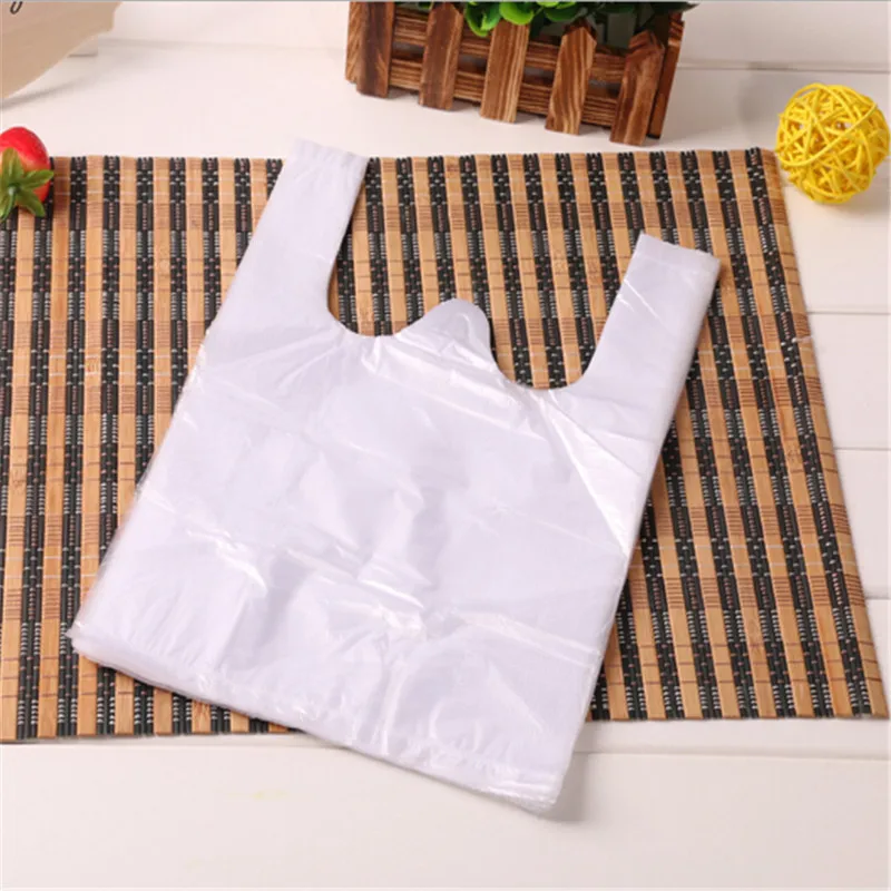 100pcs/lot 15*19cm Transparent Bags Shopping Bag Supermarket Plastic Bags With Handle Food Packaging Shopping Bags