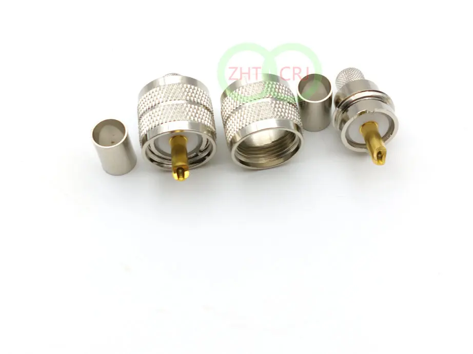 100pcs UHF PL259 Male Crimp Coaxial Connectors for RG6 Cable