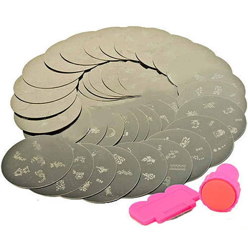 Nail Art Stamping Stamp Image Plates En Schraper Template Set Voor Manicure