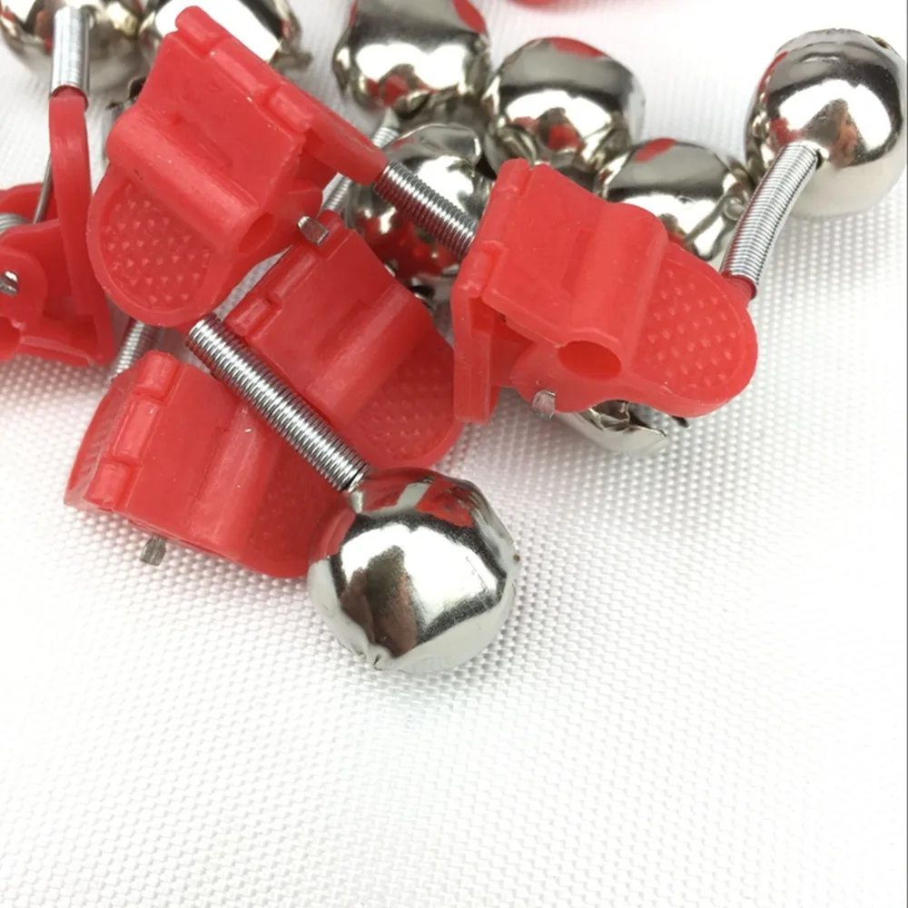 2/5/10Pcs Twin Bells Clip Alerter Fish supplies Bite Alarm throw Fishing tools and accessories Tackle Red stick Rod throwing