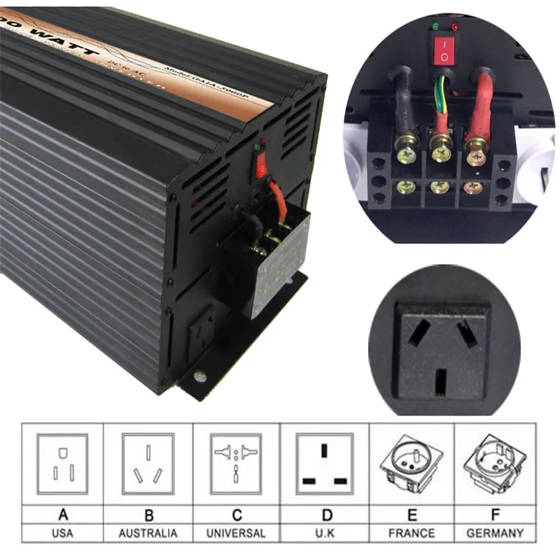 1000W Pure Sine Wave Power Inverter Peak 2000w off-grid DC12V 24V 48V AC 100V 110V 220V 230V 240V solar wind battery car