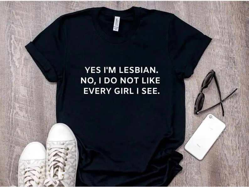 Skuggnas New Arrival Yes I'm a lesbian shirt Lesbian T-shirt Equality Gay Pride Shirt Lesbian Gift Short Sleeve Fashion Tees