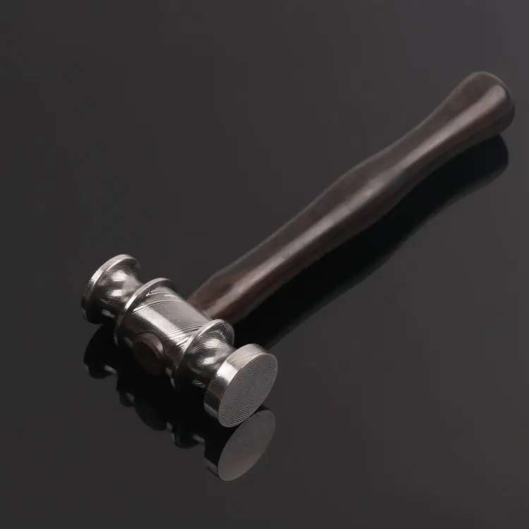 Handmade Damascus mini Hammer Ebony wood handle Leather Craft Tools Hammer